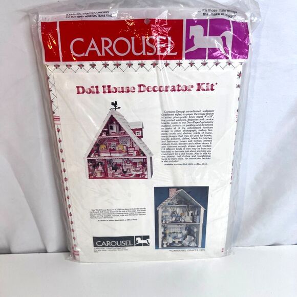 VTG Carousel Crafts Doll House Decorator Kit Wallpaper Doll Furniture Clothes - Picture 1 of 13